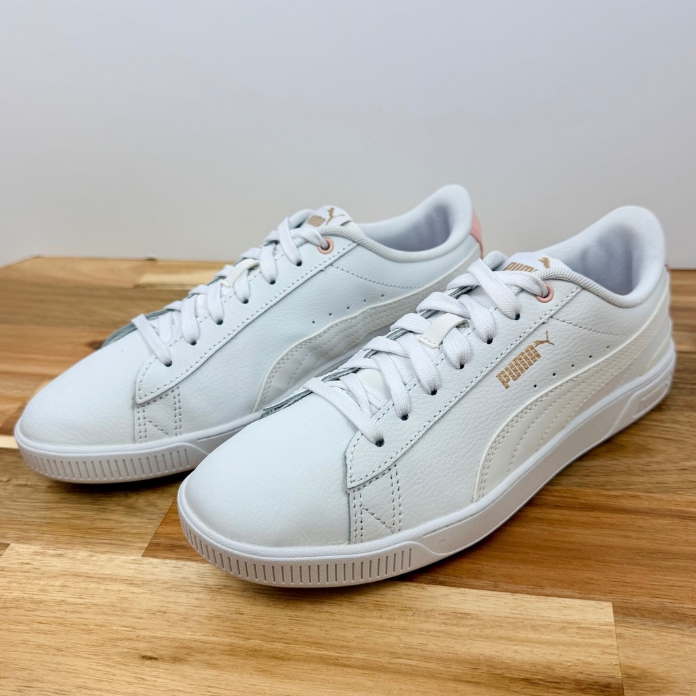 Puma Smash V2 White Rose Gold Women's Leather Sneakers Shoes Size 8.5